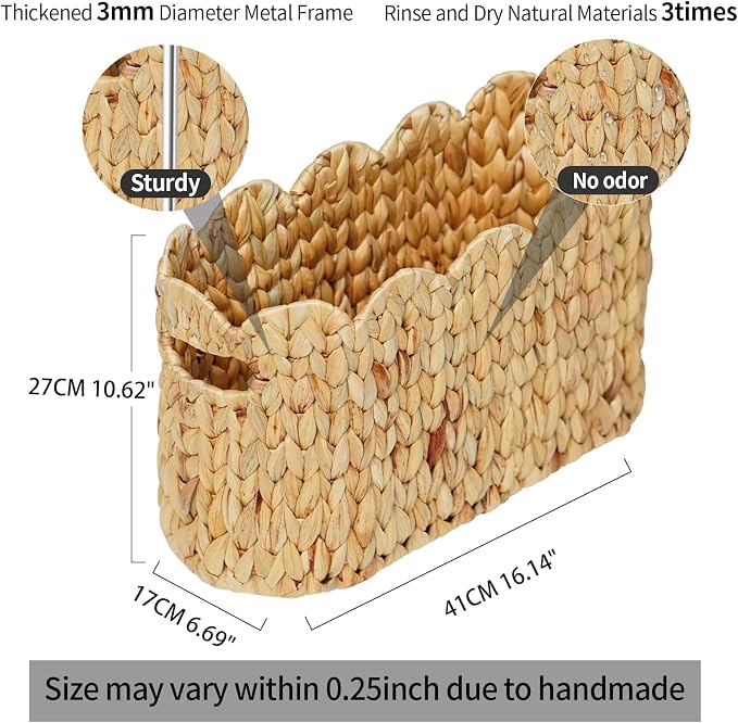Toilet Paper Storage Basket, Scalloped Wicker Basket - Image 4