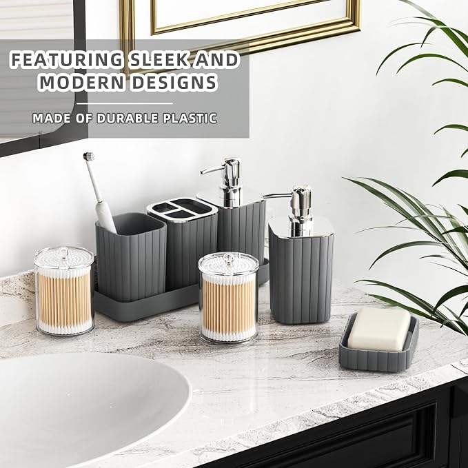 Bathroom Accessories Set- 25PC Grey Bathroom Set, Bathroom Set - Image 4