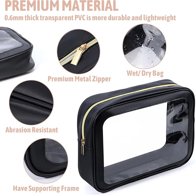 3PCS Diaper Bag Organizer Pouch Set, TSA Approved Toiletry Bag，Clear Waterproof - Image 3