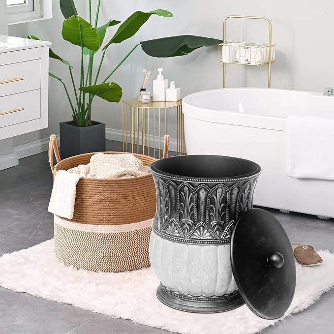 6 Pieces Pumkins Bathroom Accessories Set Including Trash Can, Toothbrush - Image 2