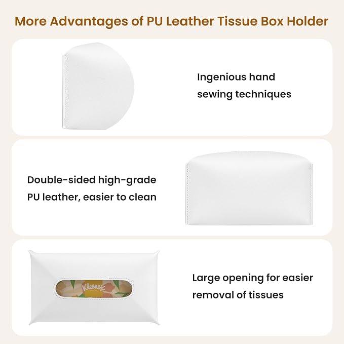 Long Tissue Box Cover, PU Leather Tissue Holder Rectangle, Facial Paper - Image 5