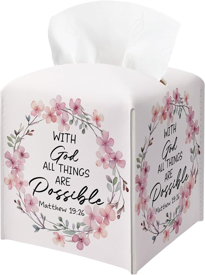 with God All Things are Possible Tissue Box Cover Square by BGFMVS