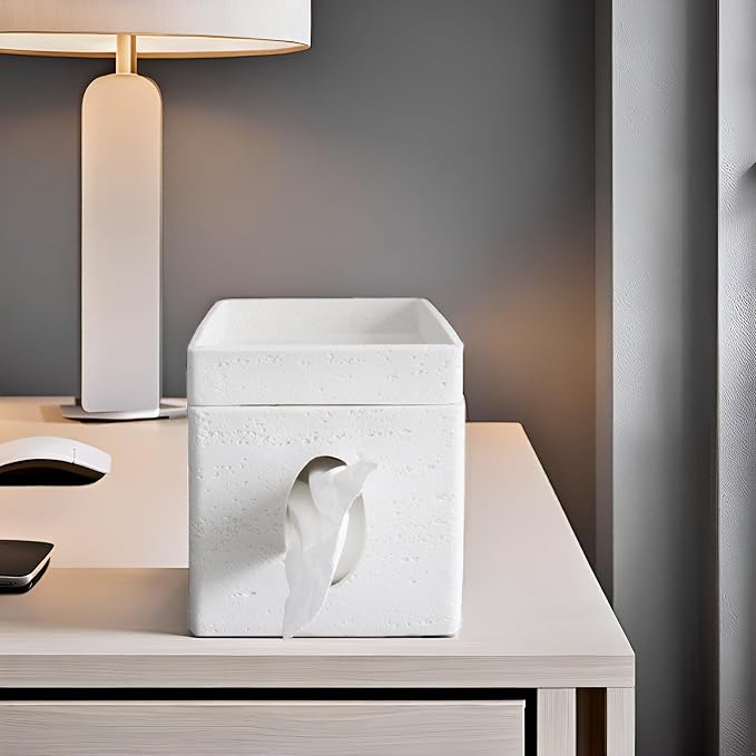 Hymmah Tray Tissue Box Cover Holder Unique Cube Design Tissue Dispenser Cover - Image 8