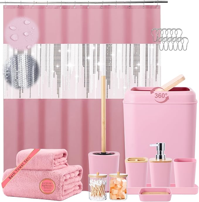 Pink Bathroom Accessories Set Bathroom Set by BetterbathroomwithXLHOME