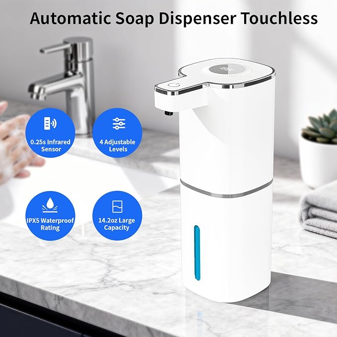 Automatic Liquid Soap Dispenser, Touchless Rechargeable Hand Soap Dispenser - Image 2
