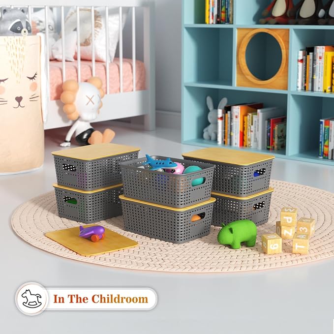 Plastic Storage Baskets With Bamboo Lid - Image 5