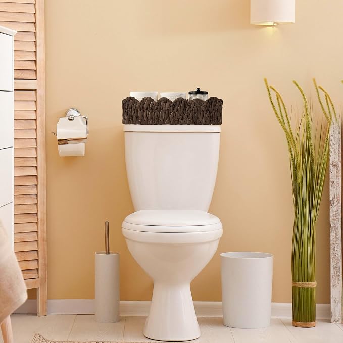 Toilet Paper Storage Basket Bathroom Counter Organizer Wicker Baskets - Image 3