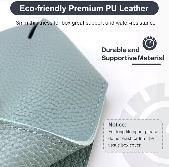 Tissue Box Cover 5X5X5'' PU Leather Tissue Holder Square Tissue Cube Box - Image 6