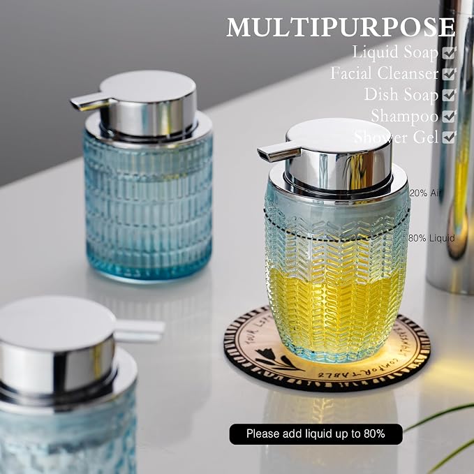 Glass Foaming Hand Soap or Lotion Dispenser, Refillable Liquid Soap Dispenser - Image 3
