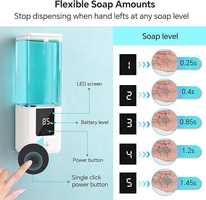 LAOPAO Automatic Soap Dispenser Wall Mount Rechargeable Liquid Soap Pump - Image 2