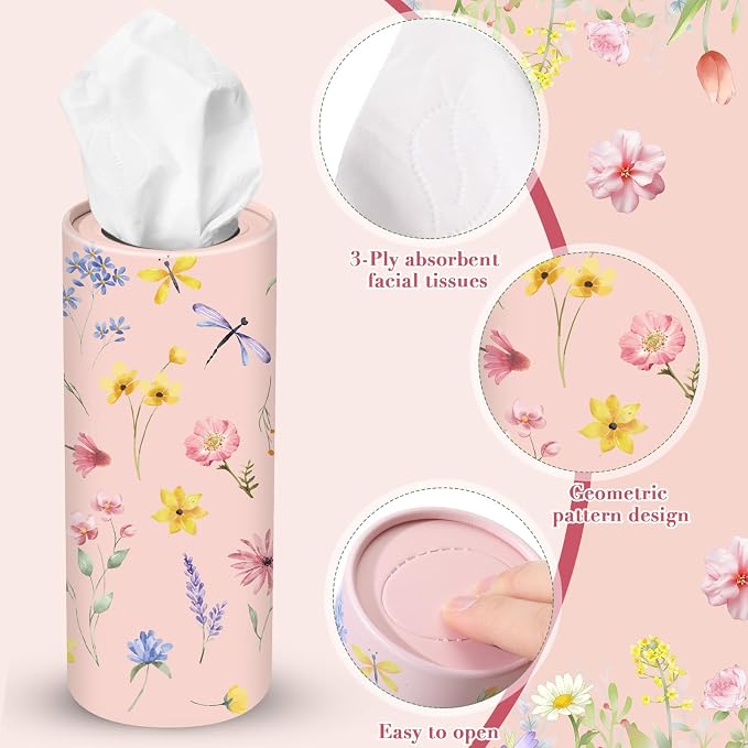 Outus 12 Pcs Floral Car Tissue Holder Cylinders - Image 3