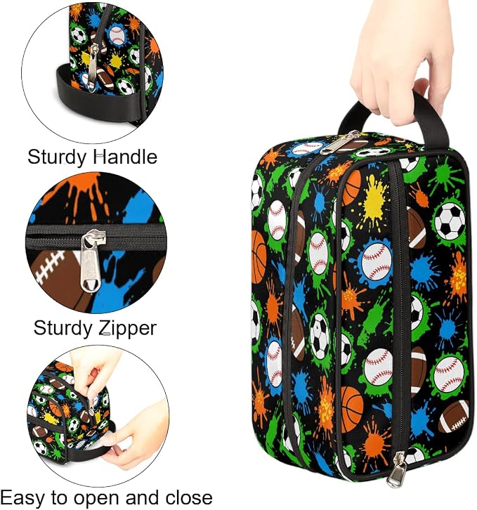Colorful Splashes Sports Balls Pattern Kids Toiletry Bag - Image 4
