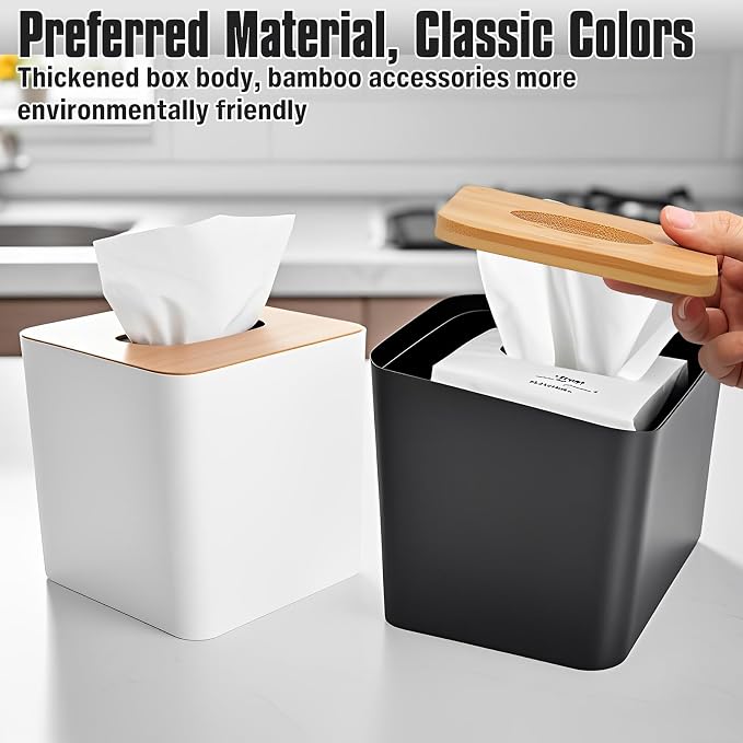 RETON 2 Pack Tissue Box Cover, Square Plastic Tissue Holder - Image 4