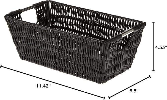 Whitmor 6500-2712-BLK Rattique Small Shelf Black Tote Basket - Image 5