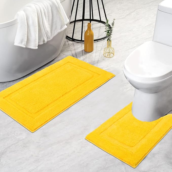 SHACOS Bathroom Toilet Rugs Set 2 Pieces Soft Absorbent Bath Rugs - Image 2