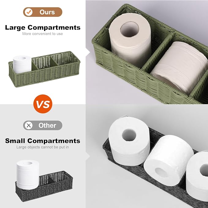 Toilet Paper Basket Decor: Sage Green Water-Resistant Organizer - Image 2