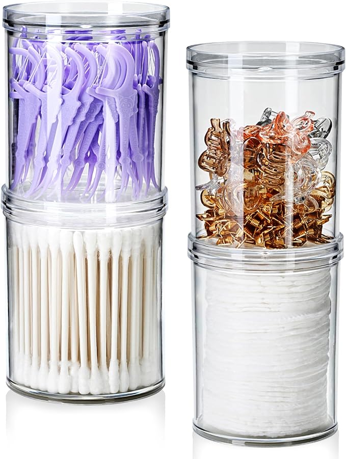 SheeChung 6-Pack Clear Stackable Qtip Holder Dispenser - Image 8