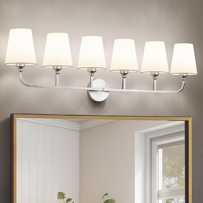 Bathroom Vanity Light, Brushed Nickel Bathroom Light Fixtures, 6-Light Lighting by Kvhiiw