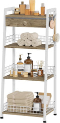 4-Tier Ladder Shelf with Drawer, Bathroom Table Stand by Gewudraw