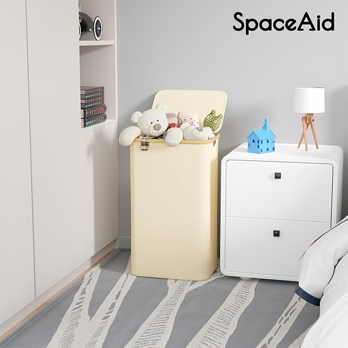 SpaceAid Laundry Hamper with Lid, 110L Large Tall Clothes Basket Bin with - Image 5