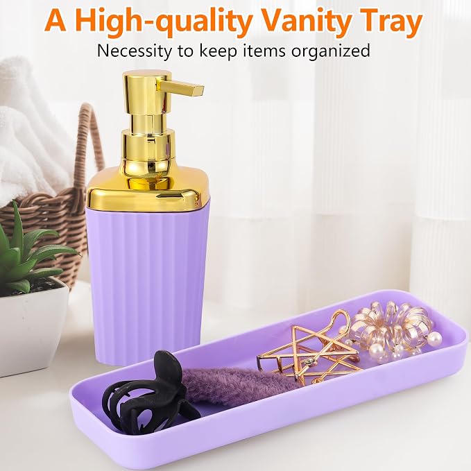 Bathroom Accessory Set, 9 Pieces Purple Bathroom Accessories Set - Image 6