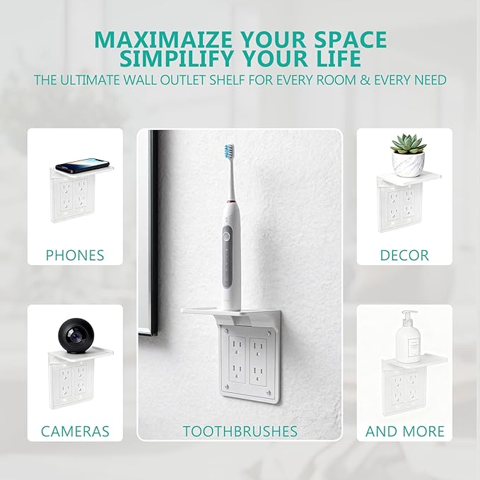 WALI Double Outlet Shelf Wall Holder – Bathroom Shelf Duplex - Image 6