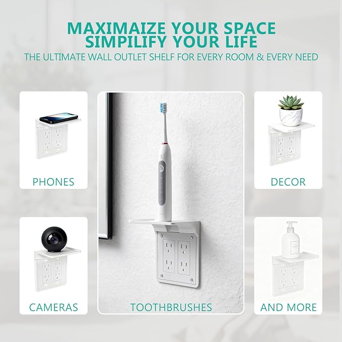 WALI Double Outlet Shelf Wall Holder – Bathroom Shelf Duplex - Image 6