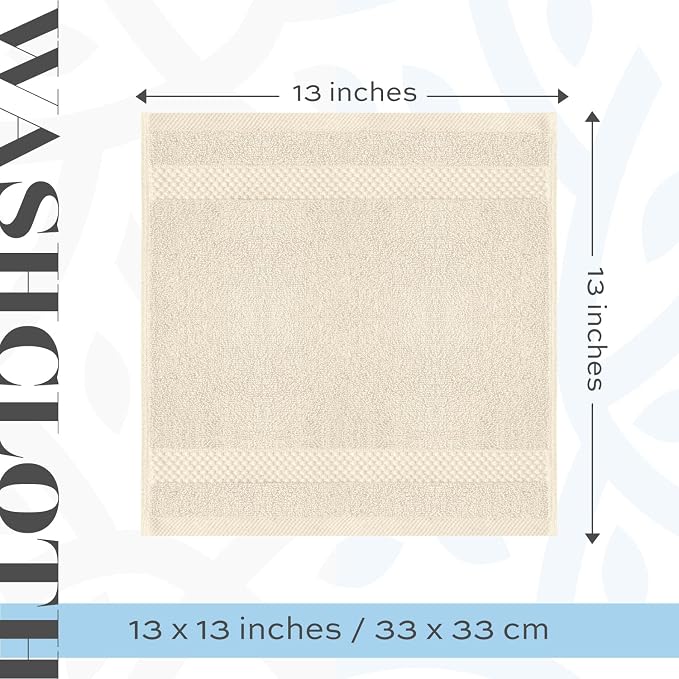 White Classic Luxury Cotton Washcloths 13x13 Inch - Image 4