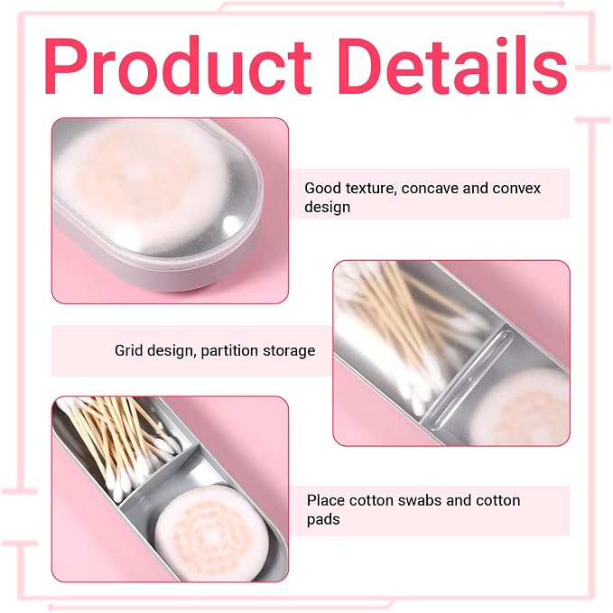 2 Pcs Travel Qtips Case with Dustproof Lid Portable Small Dental Floss Holder - Image 3