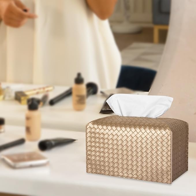 Tissue Box Cover PU Leather Tissue Holder Square Facial Tissue Case Facial - Image 2