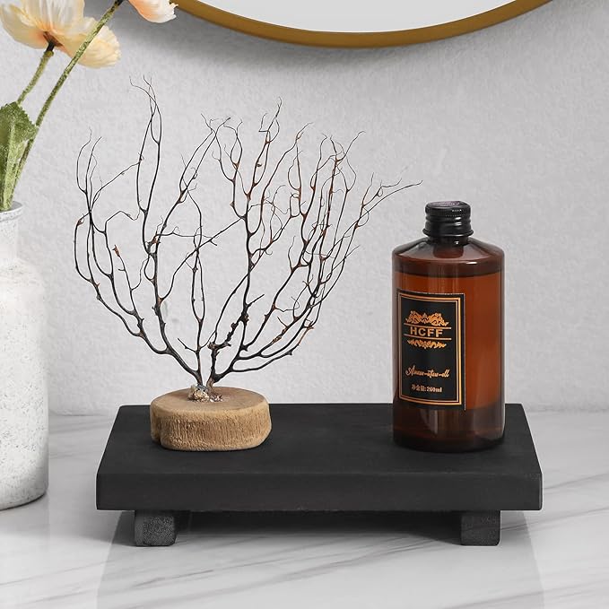 zoocatia Small Wood Tray Pedestal Stand Farmhouse Bathroom Decor Decorative - Image 4