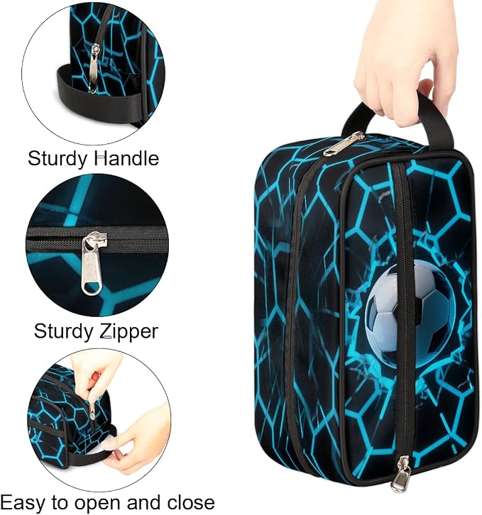Futuristic Style Soccer Ball Kids Toiletry Bag - Image 4
