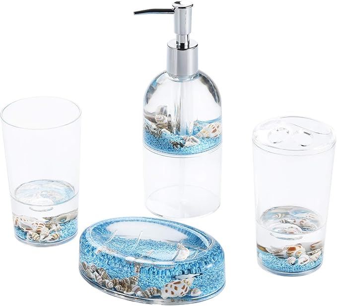 Locco Decor 4 Piece Acrylic Liquid 3D Floating Motion Bathroom Vanity Accessory - Image 6