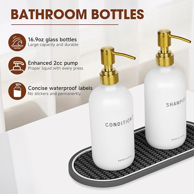 Glass Shampoo and Conditioner Dispenser-Shower Soap Dispenser - Image 2