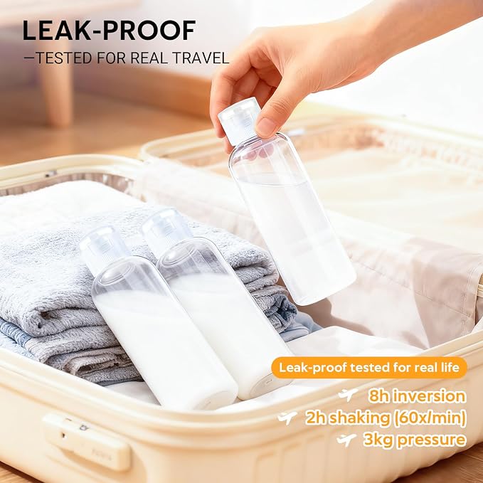 5 Pack 3.4 oz Travel Bottles for Toiletries, TSA Approved Leak Proof Refillable - Image 3