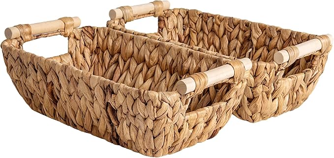 StorageWorks Hand-Woven Small Wicker Baskets, Water Hyacinth Storage Baskets by StorageWorks