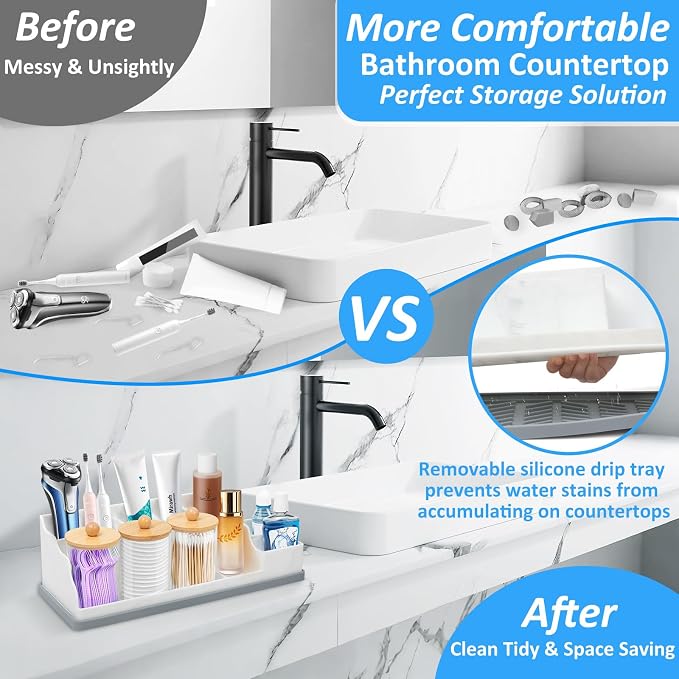 Bathroom Counter Organizer, Large White Silicone Toothbrush Holders - Image 4