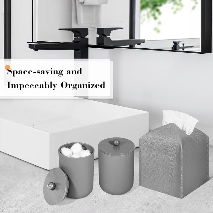 Grey Bathroom Accessories Set, Soap Dispenser and Toothbrush Holder, Soap Dish - Image 4