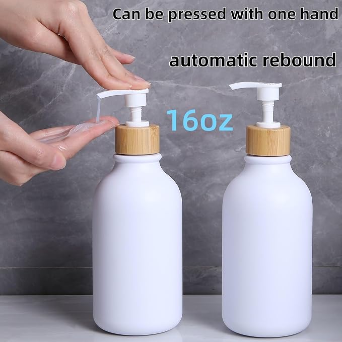Matte White Bathroom Accessories Set 7 Pcs, Bamboo Bathroom Accessories Sets - Image 3