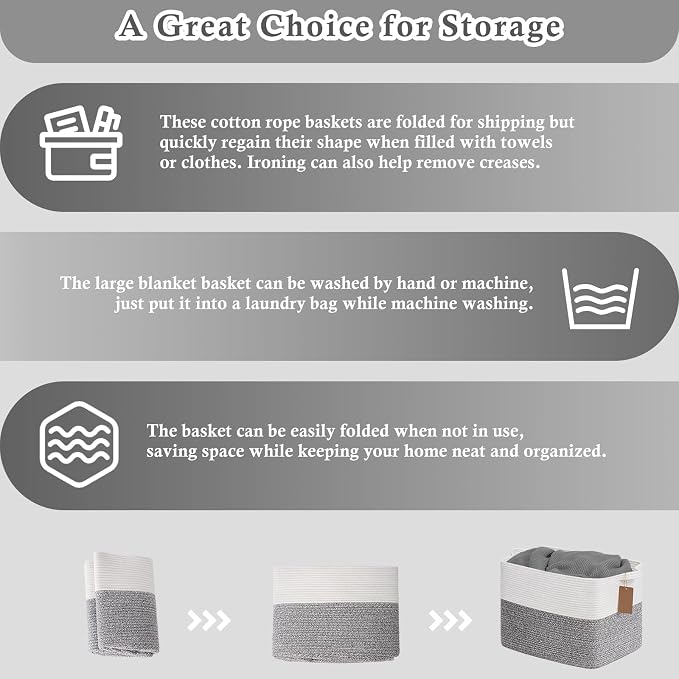 Goodpick Woven Storage Basket, Cotton Rope Baskets - Image 7