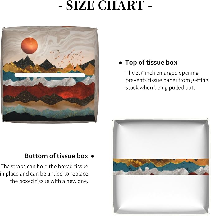 Gold Mountains and Red Sun Tissue Box Cover Square, Abstract Mountain Sunset - Image 5