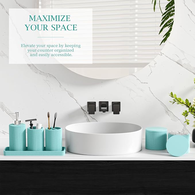 6-Piece Teal Blue Bathroom Set - Image 6