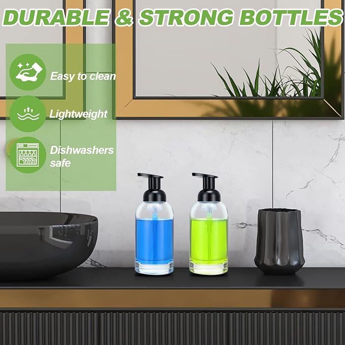 Eccliy 4 Pack 13 Oz Clear Glass Jar Soap Dispenser - Image 7