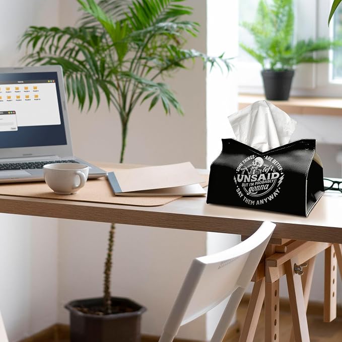 Skeleton Funny Tissue Box Cover Rectangle, Gothic Skull Tissue Box Holder - Image 6