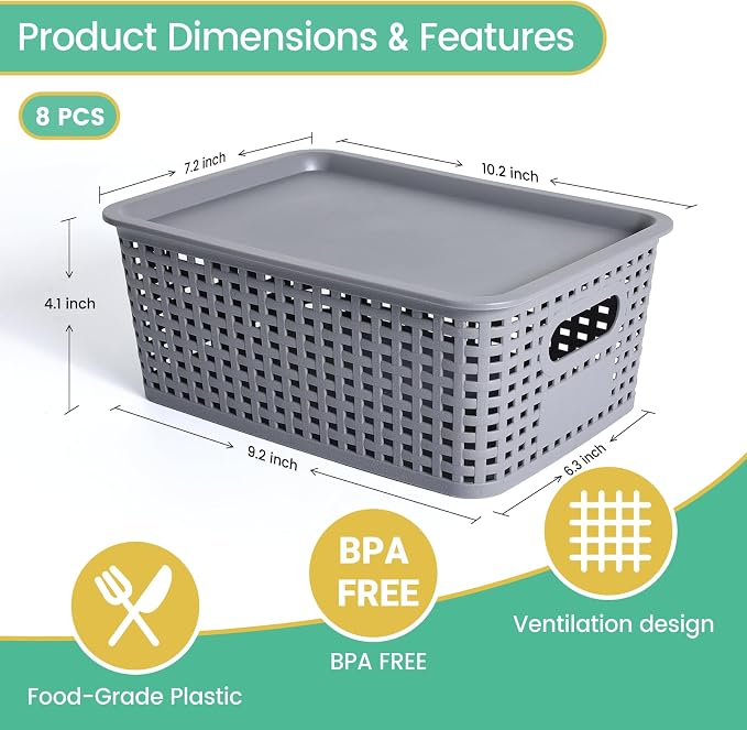 Plastic Storage Baskets with Lid - Image 2