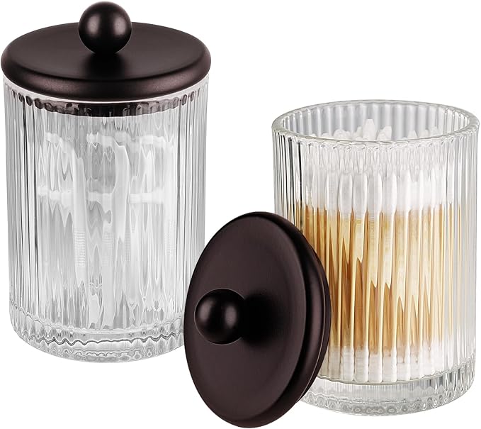 3Pack Glass Qtip Holder Dispenser Set - Image 2