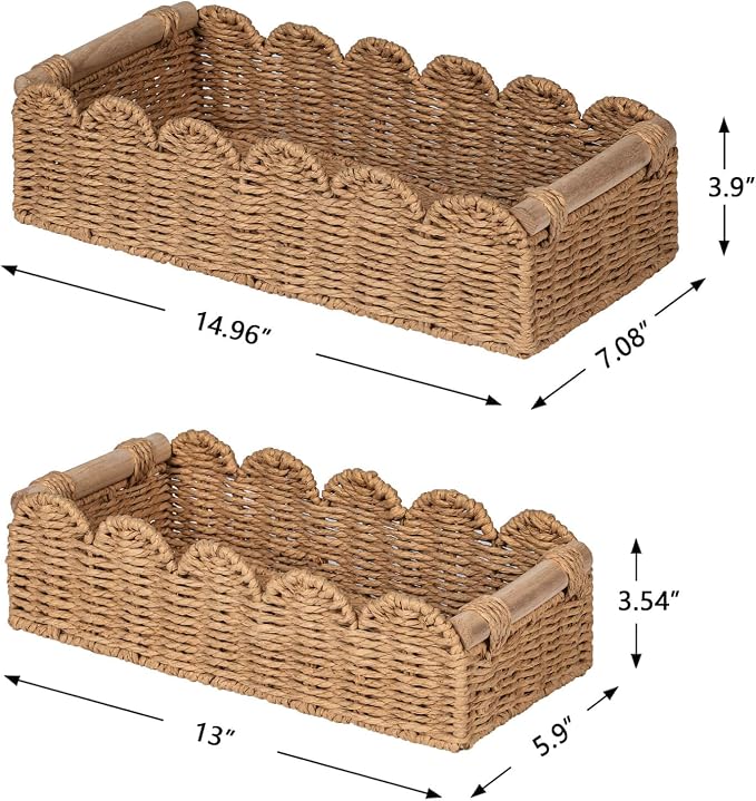 CubesLand Toilet Paper Storage Basket, Scalloped Edge Shelves Basket - Image 3