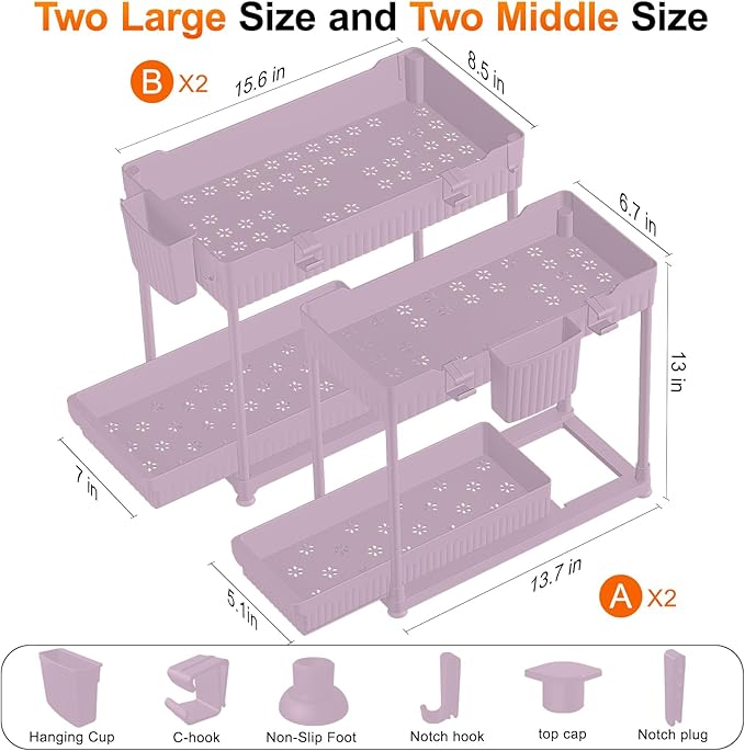 Under Sink Organizer, Bathroom Organizers and Storage, 2 Tier Multi-Use Pull - Image 4