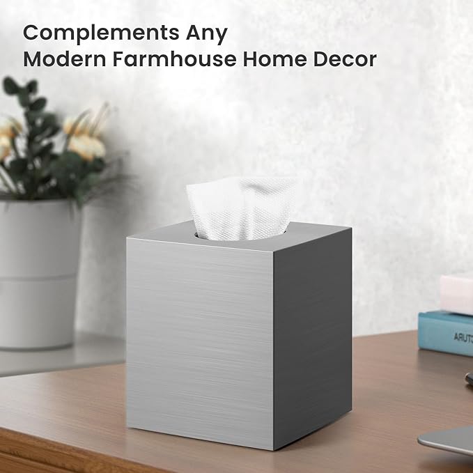 Tissue Box Cover, Square Facial Acrylic Tissue Box Holder - Image 5