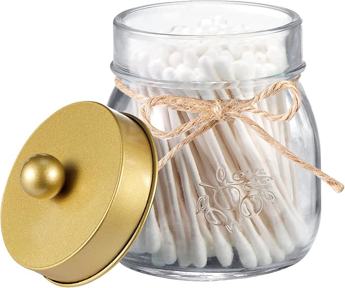 SheeChung Small Mason Jar, Glass Qtip Holder, Apothecary Jars by SheeChung